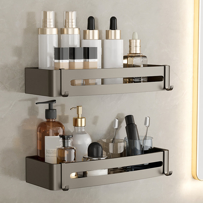 Contemporary Aluminum Bathroom Accessory Set Gray Bath Shelf