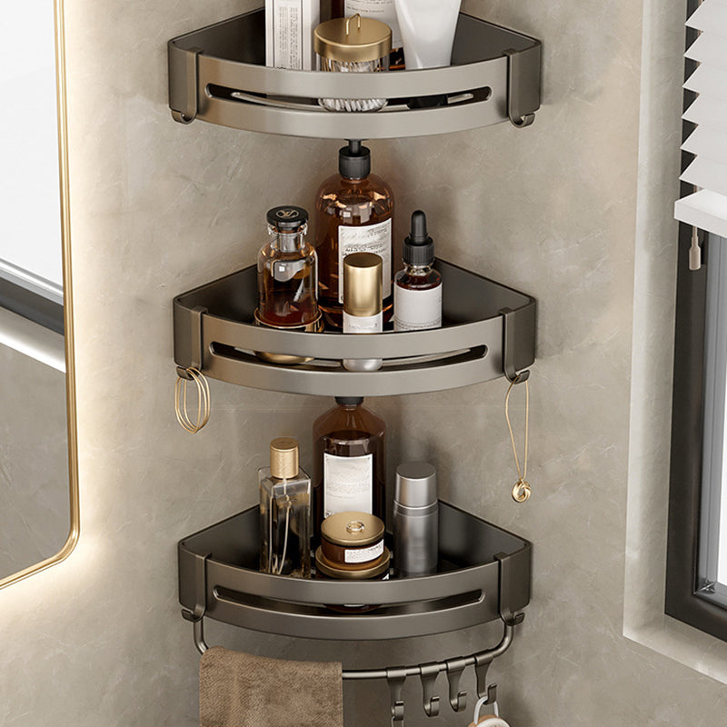 Contemporary Aluminum Bathroom Accessory Set Gray Bath Shelf