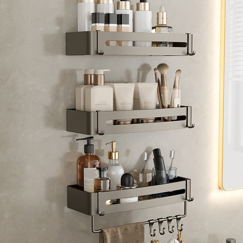 Contemporary Aluminum Bathroom Accessory Set Gray Bath Shelf