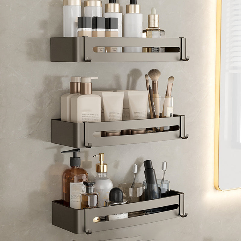 Contemporary Aluminum Bathroom Accessory Set Gray Bath Shelf