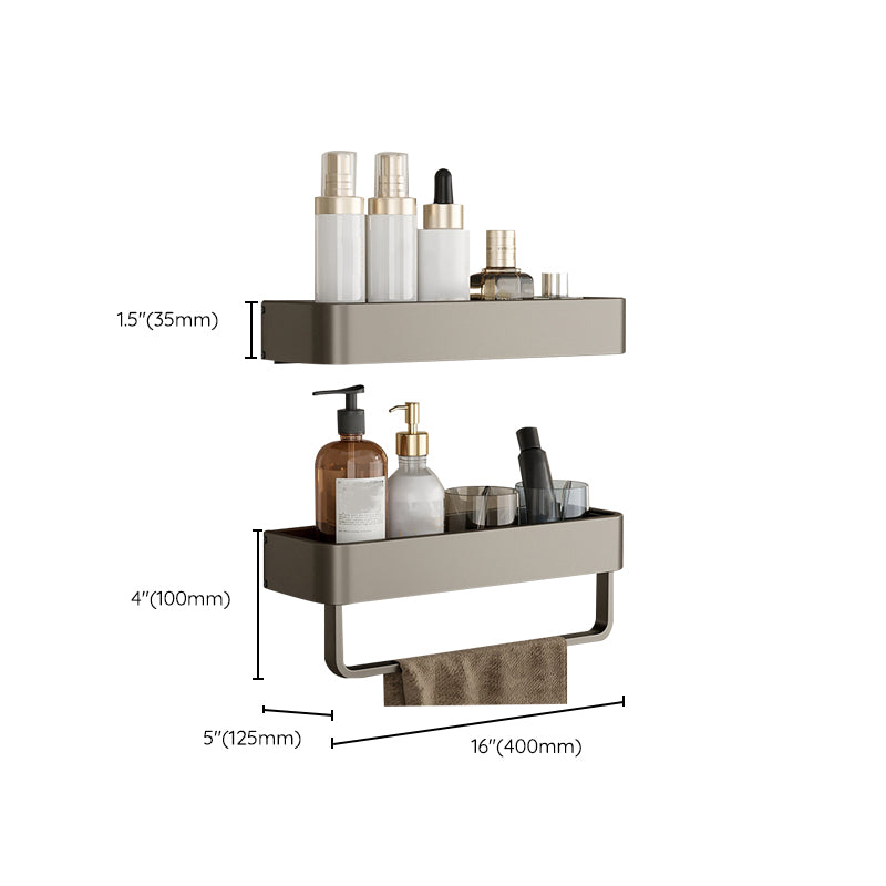 Contemporary Aluminum Bathroom Accessory Set Gray Bath Shelf