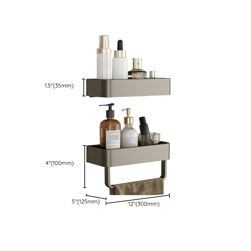 Contemporary Aluminum Bathroom Accessory Set Gray Bath Shelf