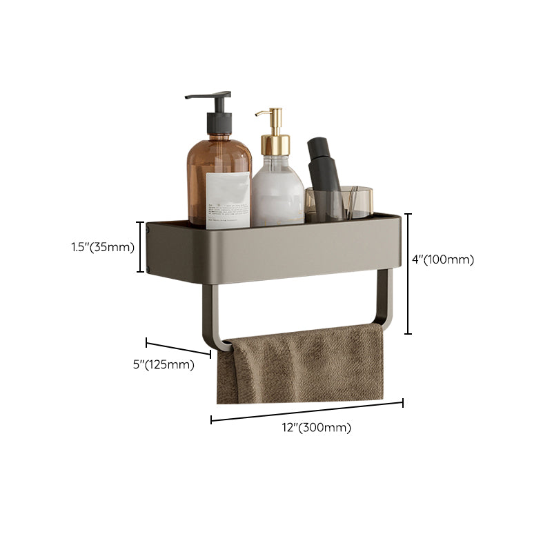 Contemporary Aluminum Bathroom Accessory Set Gray Bath Shelf