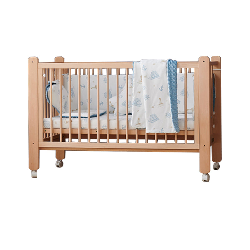 Farmhouse / Country Light Wood Beech with Casters/Wheels Baby Crib