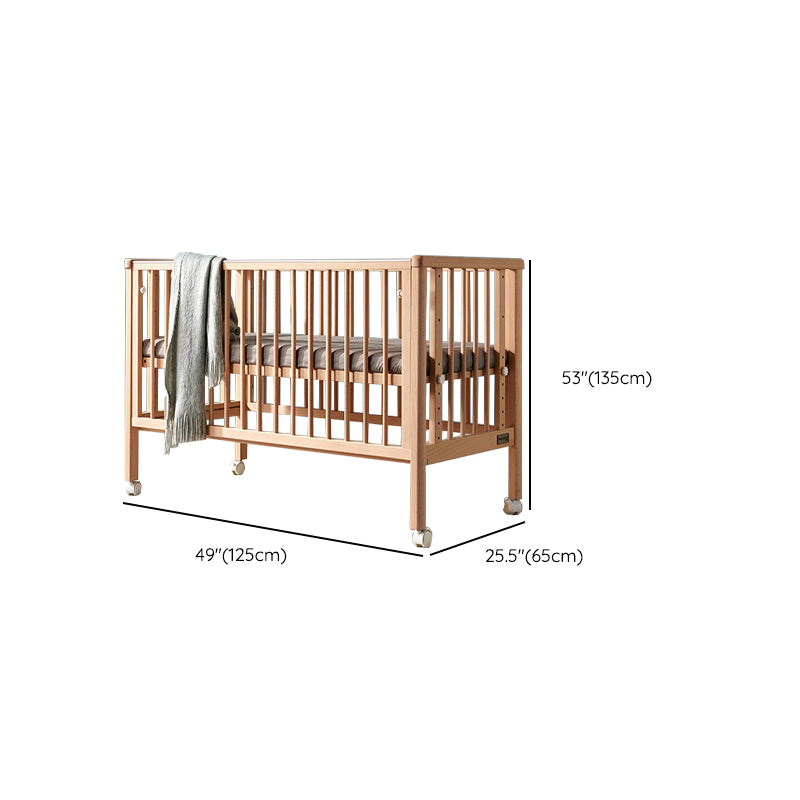 Farmhouse / Country Light Wood Beech with Casters/Wheels Baby Crib