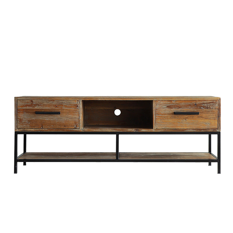 Industrial Wood TV Console Open Storage TV Media Stand for Living Room