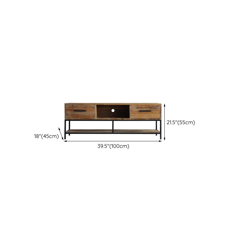 Industrial Wood TV Console Open Storage TV Media Stand for Living Room