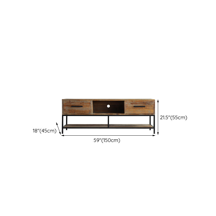 Industrial Wood TV Console Open Storage TV Media Stand for Living Room