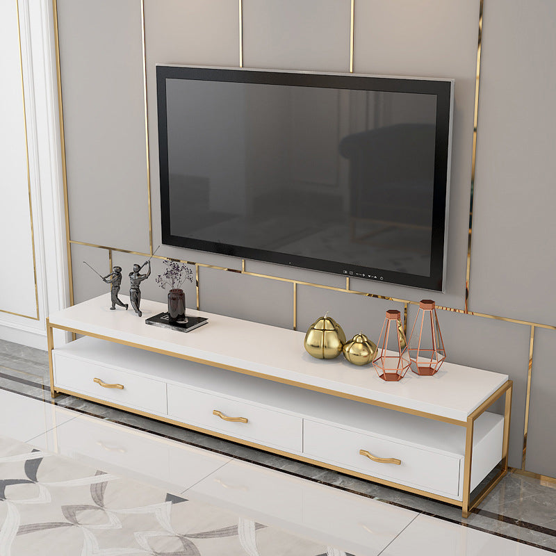 Open Storage Media Console Glam TV Stand Console with Drawers