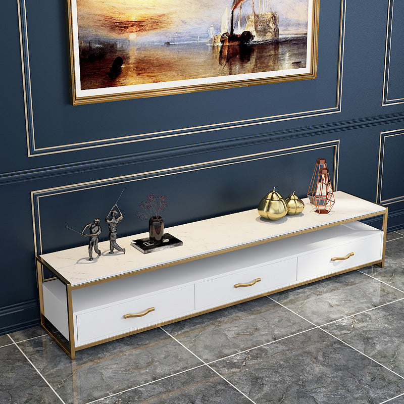 Open Storage Media Console Glam TV Stand Console with Drawers