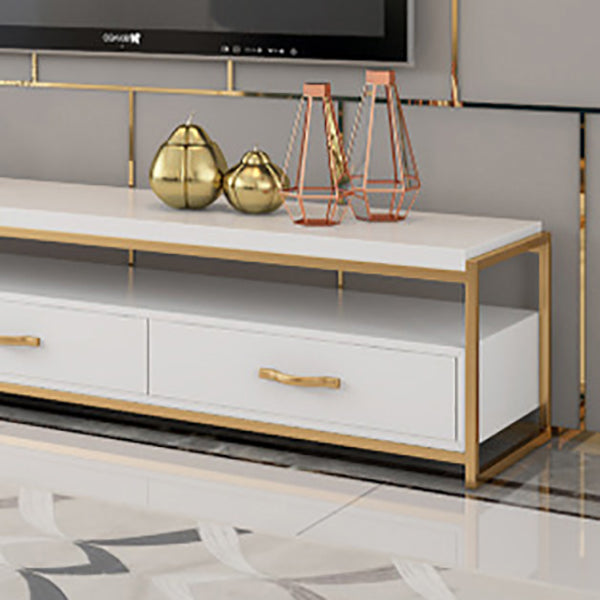 Open Storage Media Console Glam TV Stand Console with Drawers