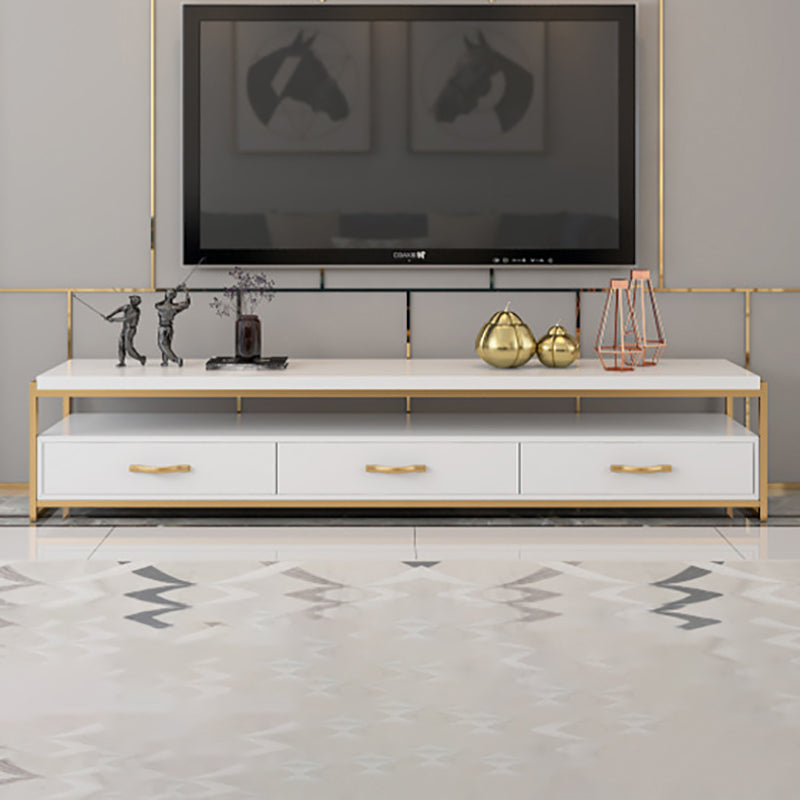 Open Storage Media Console Glam TV Stand Console with Drawers