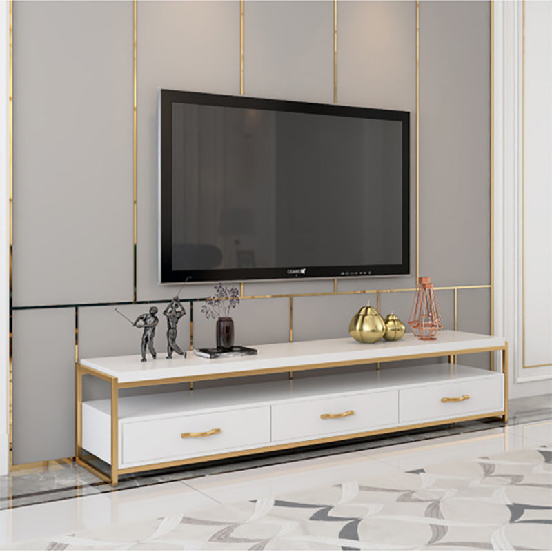 Open Storage Media Console Glam TV Stand Console with Drawers