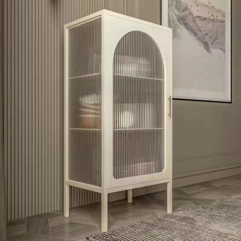 Contemporary Metal China Cabinet Glass Doors Display Cabinet for Living Room