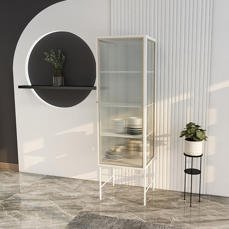 Modern Glass Doors Curio Cabinet Metal Buffet Cabinet for Living Room