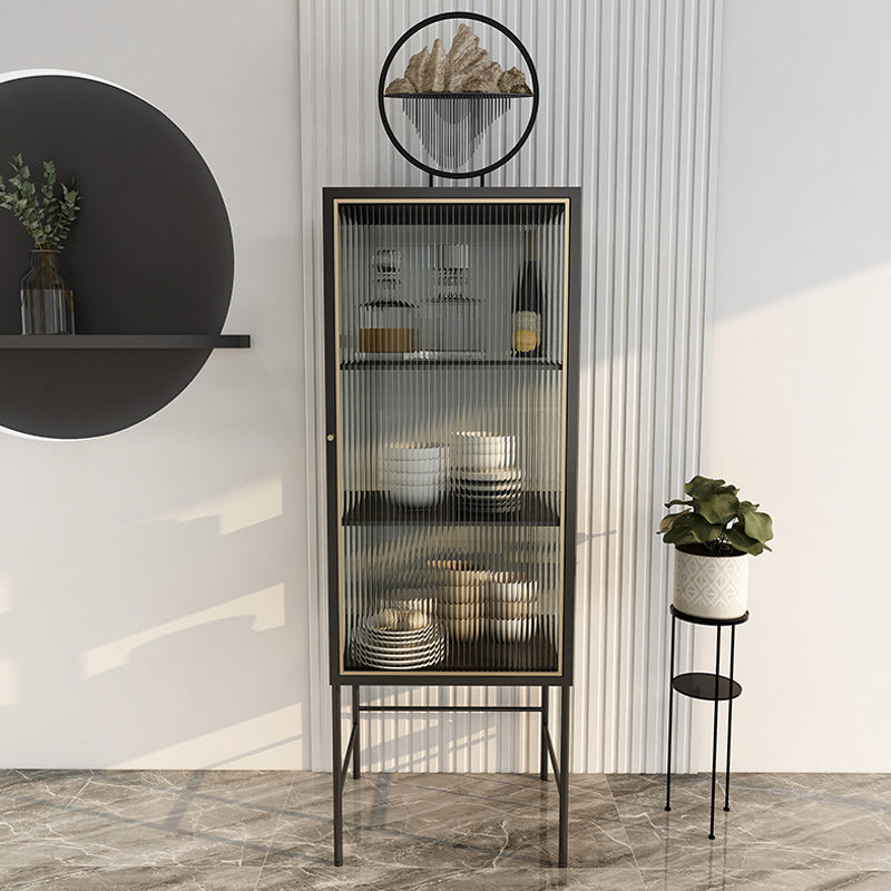 Modern Glass Doors Curio Cabinet Metal Buffet Cabinet for Living Room