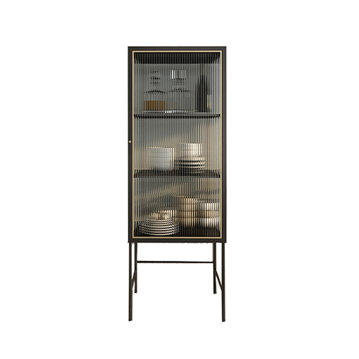 Modern Glass Doors Curio Cabinet Metal Buffet Cabinet for Living Room