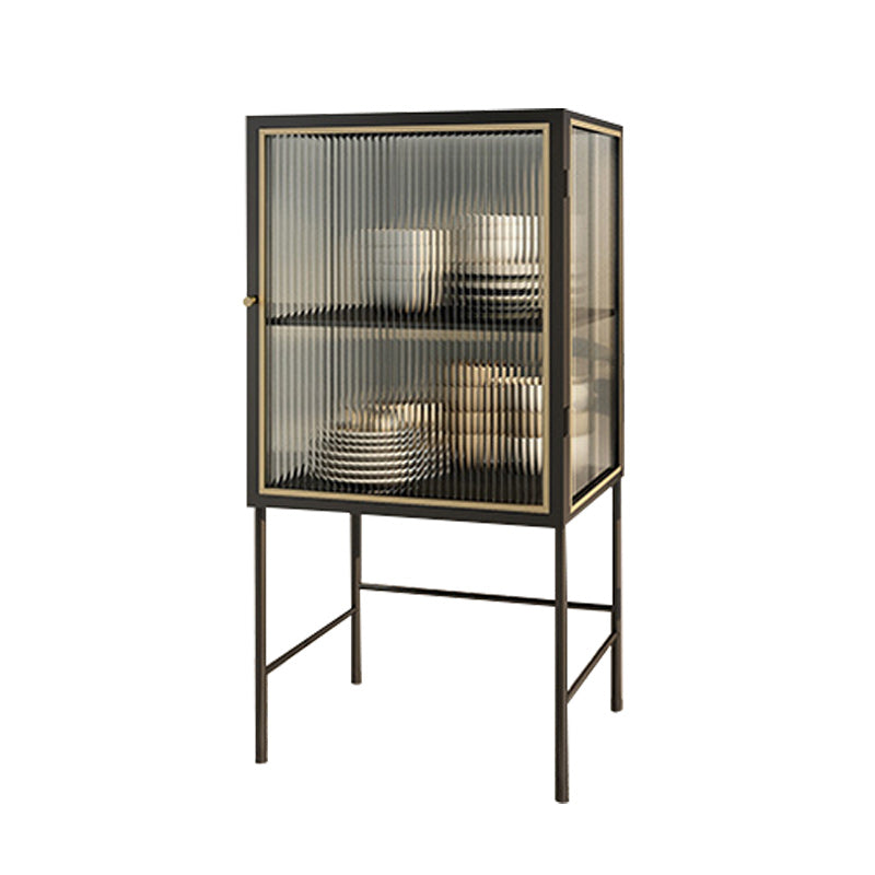 Modern Glass Doors Curio Cabinet Metal Buffet Cabinet for Living Room