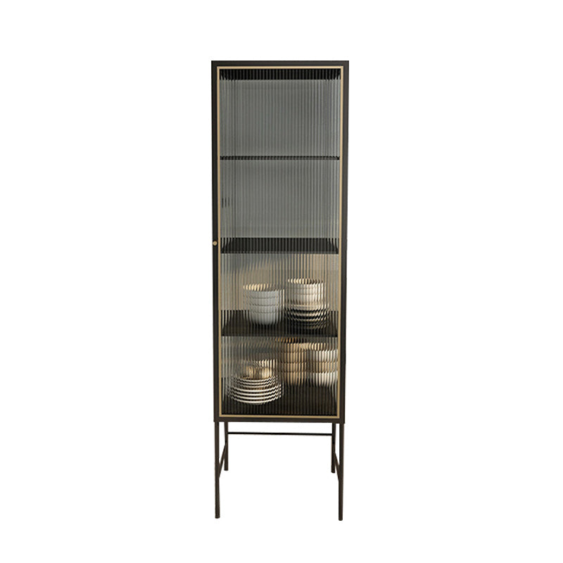 Modern Glass Doors Curio Cabinet Metal Buffet Cabinet for Living Room