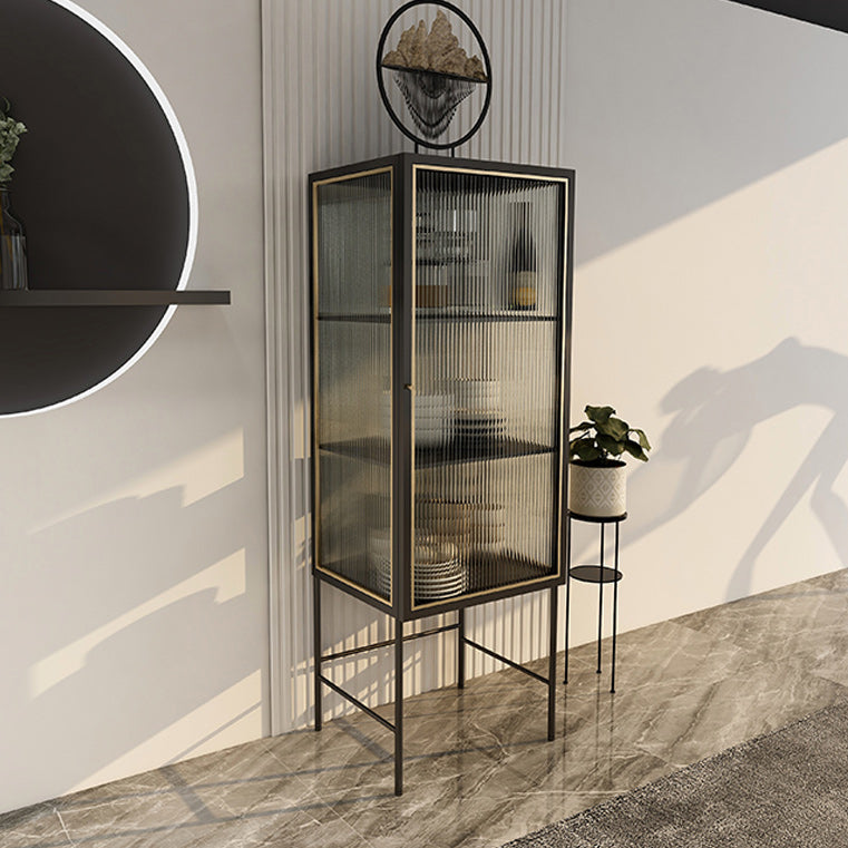 Modern Glass Doors Curio Cabinet Metal Buffet Cabinet for Living Room