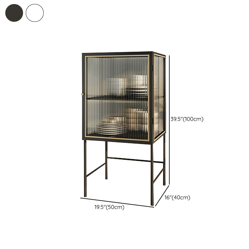 Modern Glass Doors Curio Cabinet Metal Buffet Cabinet for Living Room