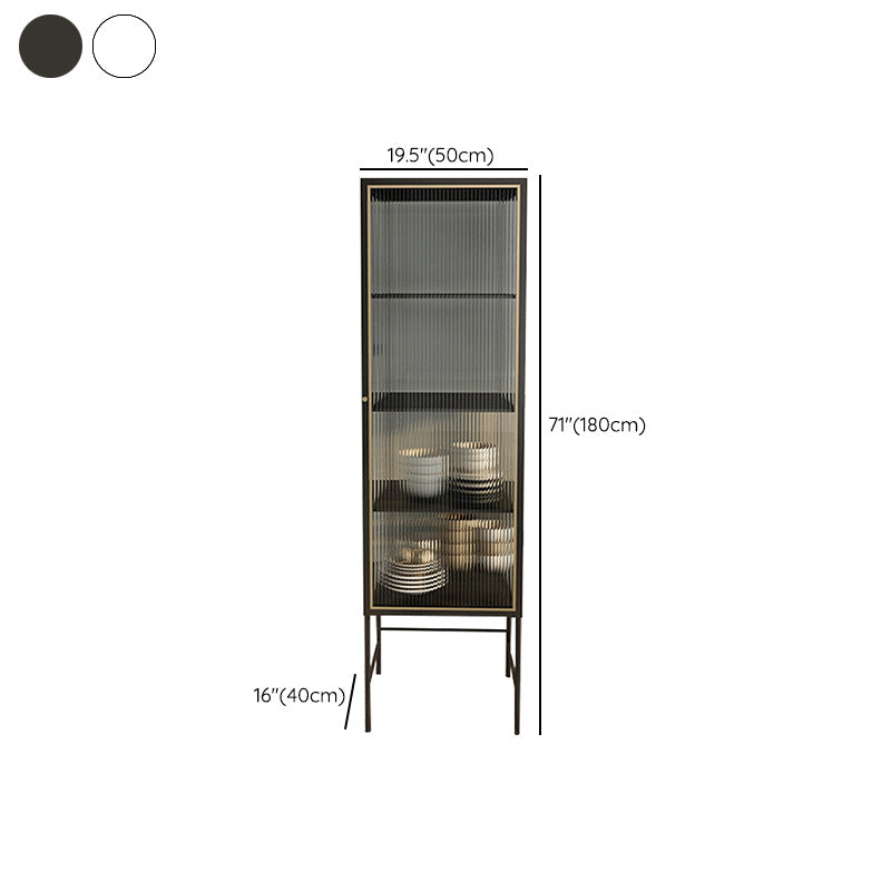 Modern Glass Doors Curio Cabinet Metal Buffet Cabinet for Living Room