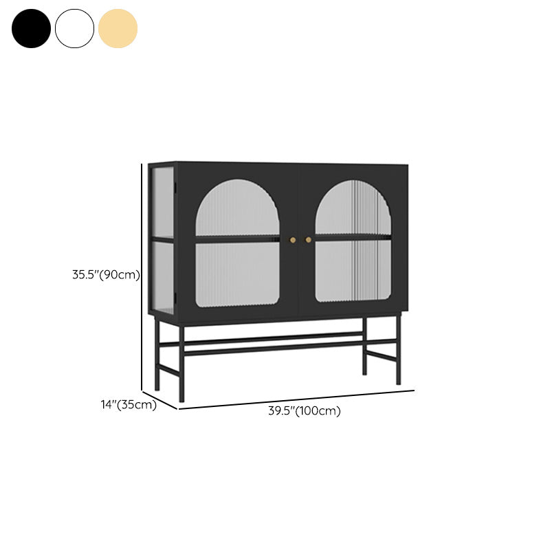 Modern Metal Curio Cabinet Glass Doors Display Cabinet with Legs for Living Room