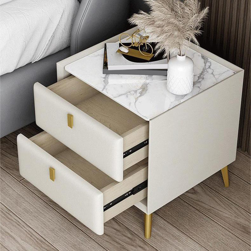 Contemporary Bed Nightstand Solid Wood Accent Table Nightstand with Drawers