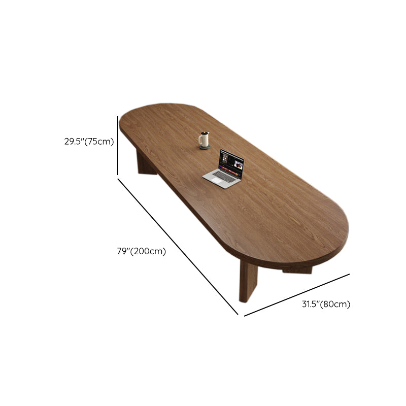 Modern Solid Wood Office Desk Parsons Base 29.53" Tall Writing Desk