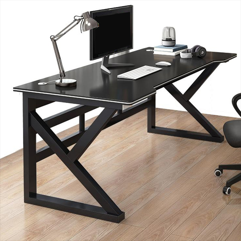 Contemporary Wood Office Desk Antique Finish Computer Desk with Metal Legs