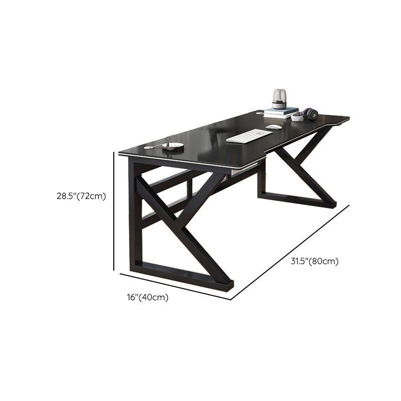 Contemporary Wood Office Desk Antique Finish Computer Desk with Metal Legs