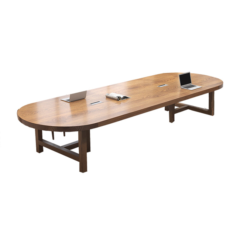 Solid Wood Oval Office Desk Modern 29.53-inch Tall Writing Desk