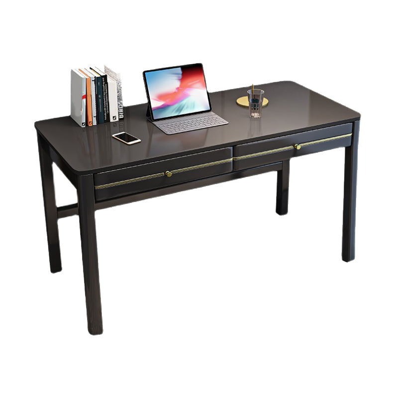 Modern Solid Wood Office Desk 2-drawer 29.53" Tall Writing Desk