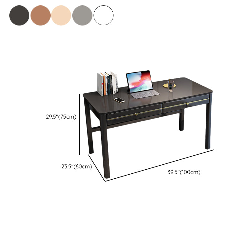 Modern Solid Wood Office Desk 2-drawer 29.53" Tall Writing Desk