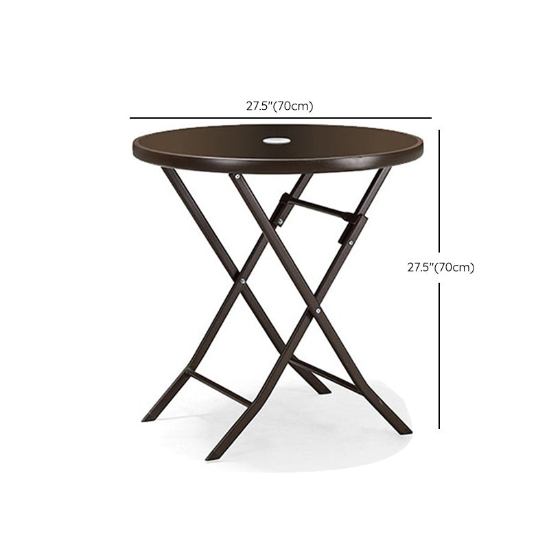 Industrial Bistro Table Water Resistant Glass/Plastic Top Table