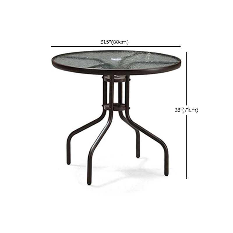 Industrial Bistro Table Water Resistant Glass/Plastic Top Table