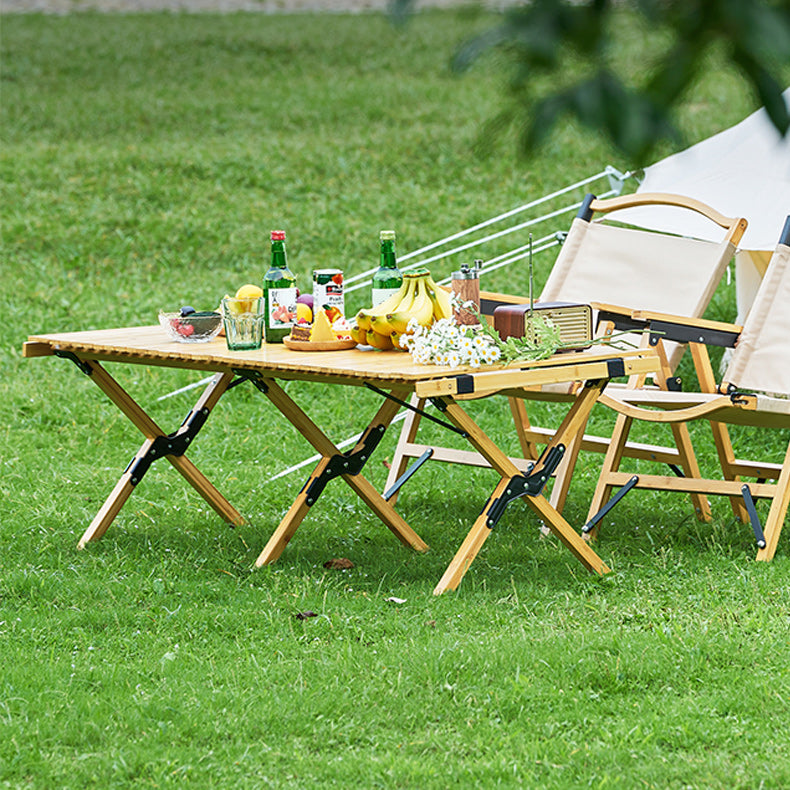 Wooden Contemporary Camping Table Rectangle 17.3" Tall Camping Table