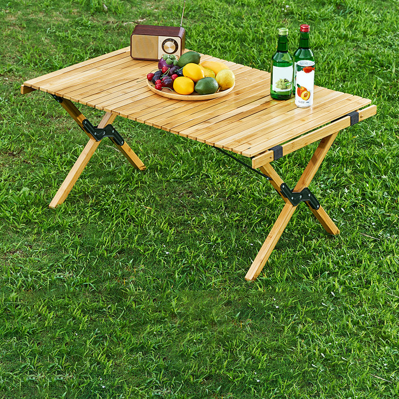 Wooden Contemporary Camping Table Rectangle 17.3" Tall Camping Table