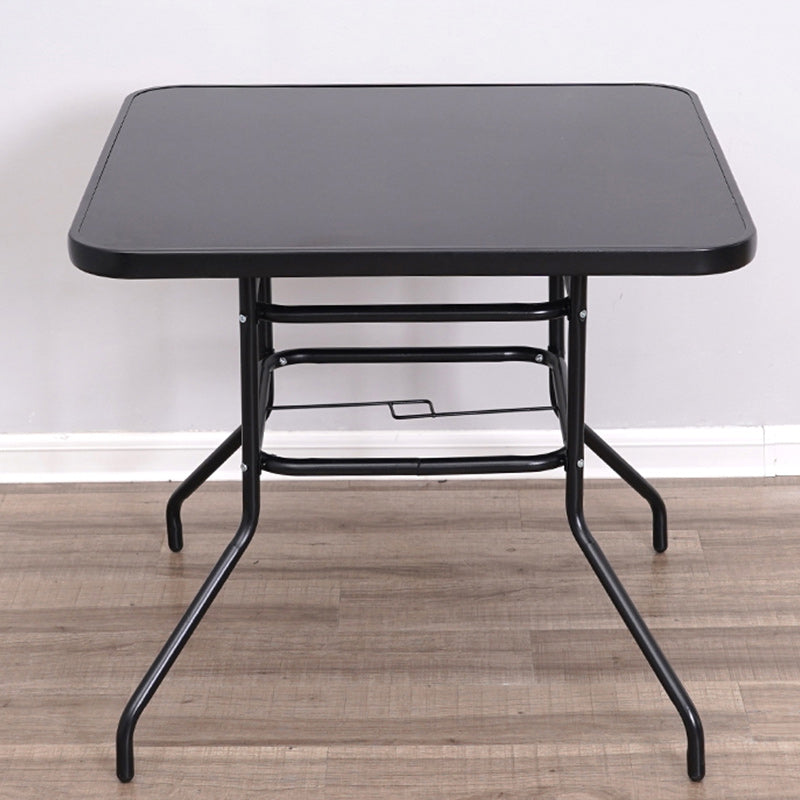 Water Resistant Bistro Table Industrial Glass Top Rust Resistant Table