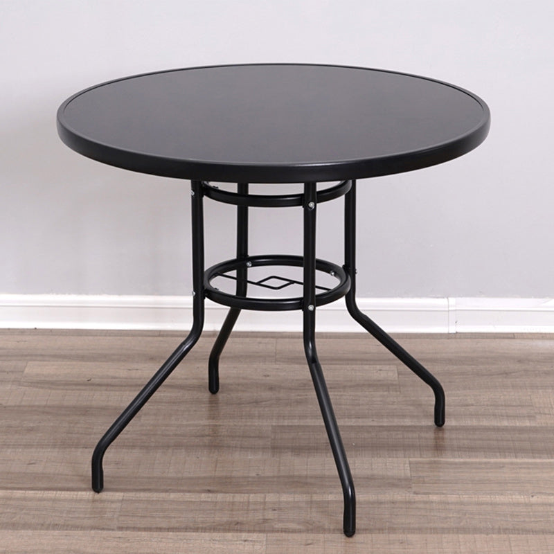 Water Resistant Bistro Table Industrial Glass Top Rust Resistant Table