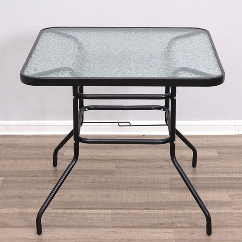 Water Resistant Bistro Table Industrial Glass Top Rust Resistant Table