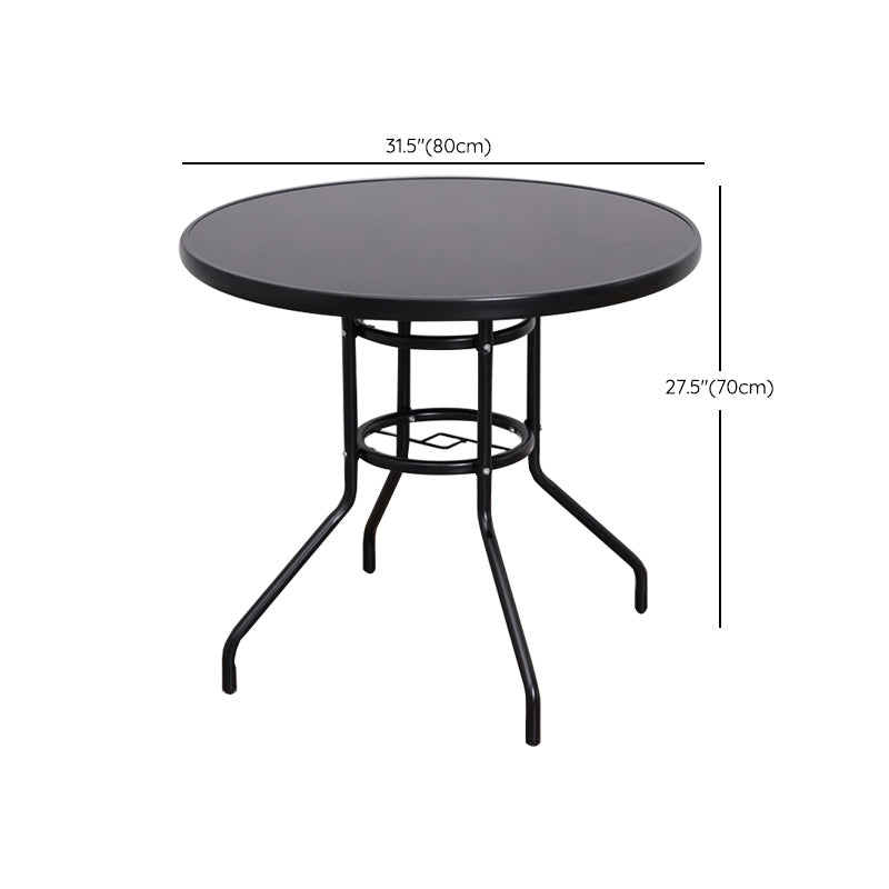 Water Resistant Bistro Table Industrial Glass Top Rust Resistant Table