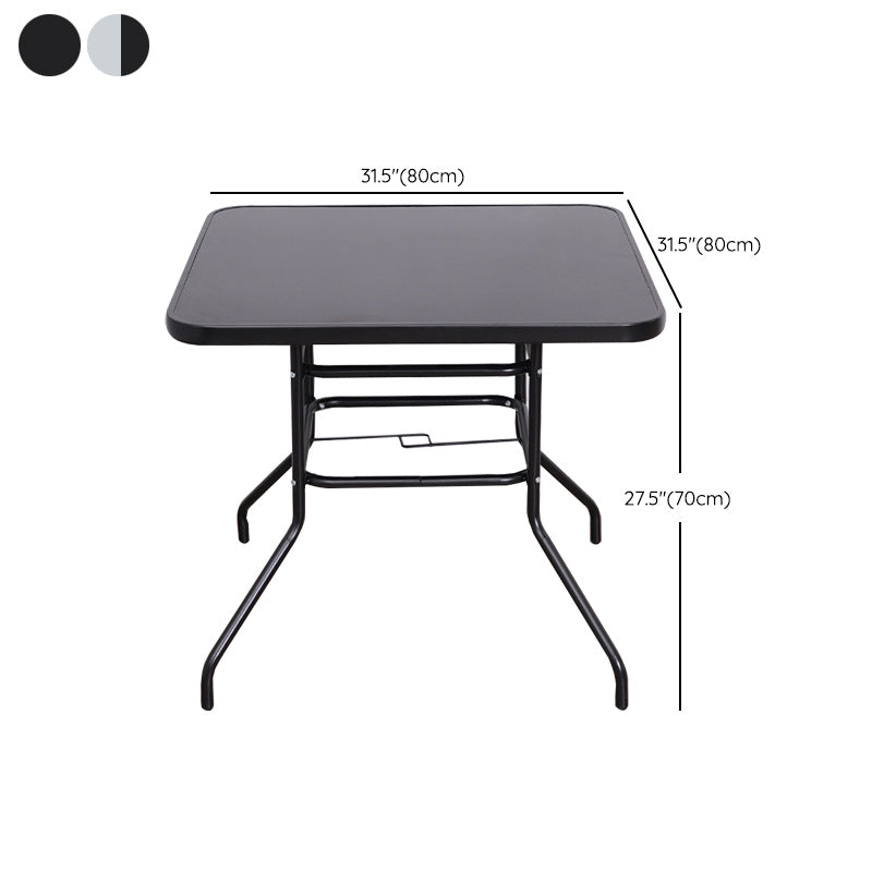 Water Resistant Bistro Table Industrial Glass Top Rust Resistant Table