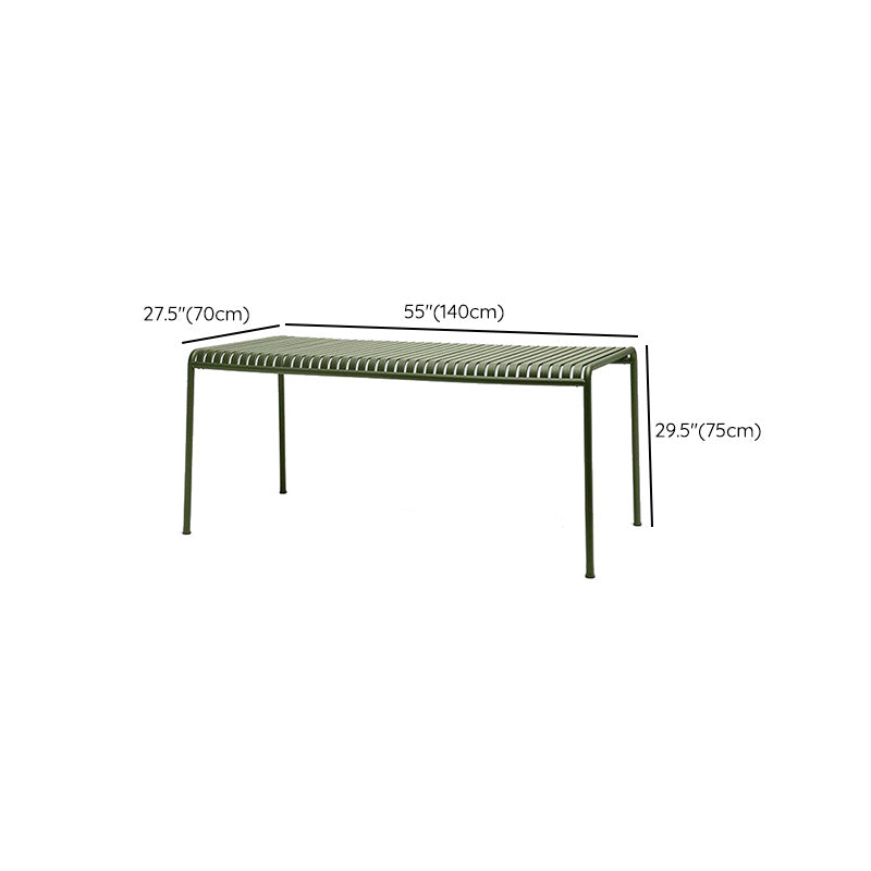 Iron Dining Table Industrial Green Rectangle Rust Resistant Table