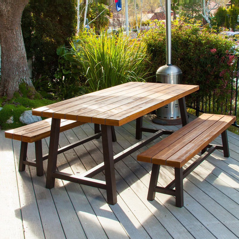 Industrial Rectangle Dining Table 29.52" High Brown Solid Wood Table