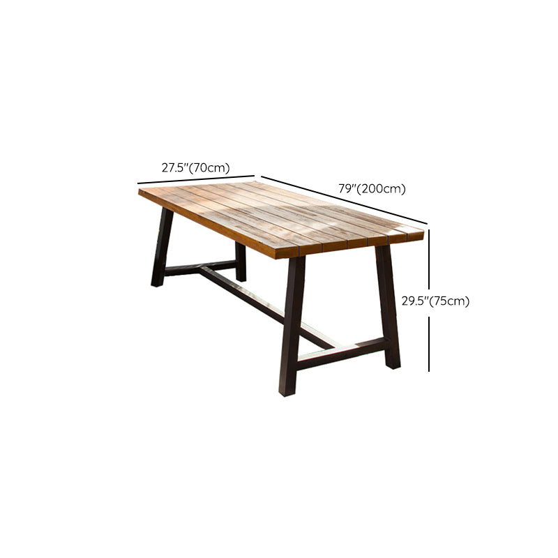 Industrial Rectangle Dining Table 29.52" High Brown Solid Wood Table