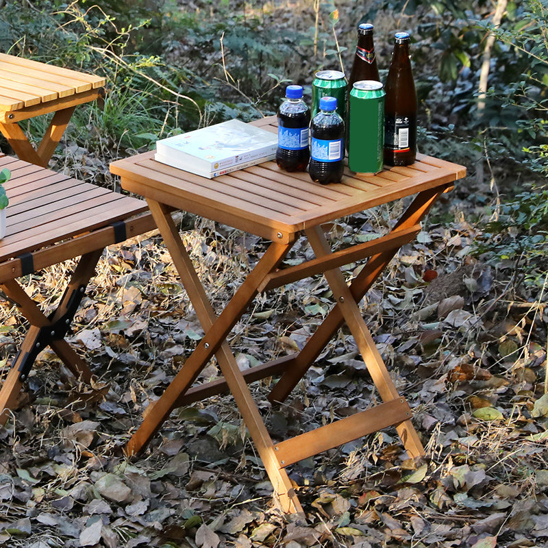 Modern Pine Square Bistro Table 18.89" Wide Brown Folding Table