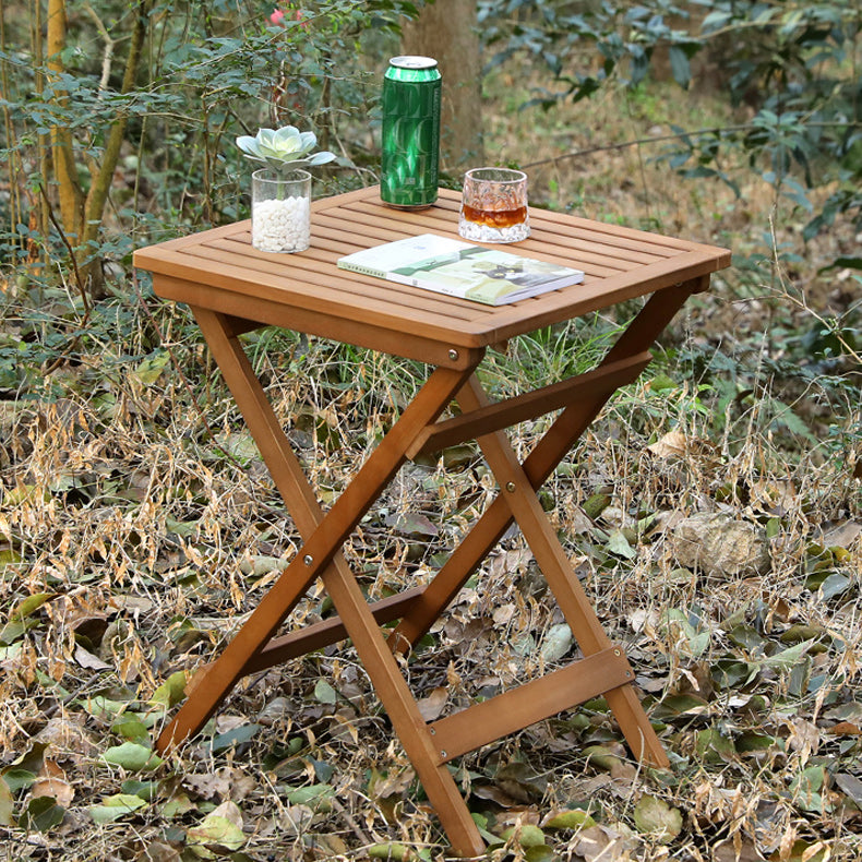 Modern Pine Square Bistro Table 18.89" Wide Brown Folding Table