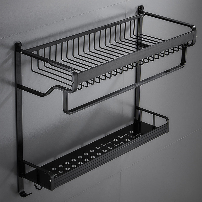 Black / Sliver Bathroom Accessory Aluminum Hardware Set Bath Shelf