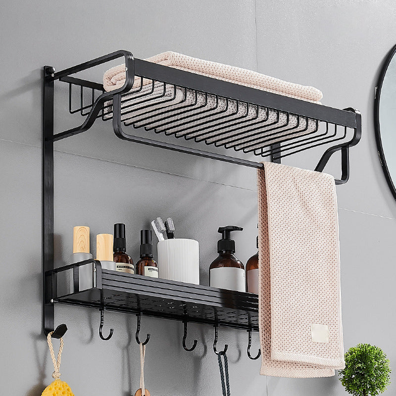 Black / Sliver Bathroom Accessory Aluminum Hardware Set Bath Shelf